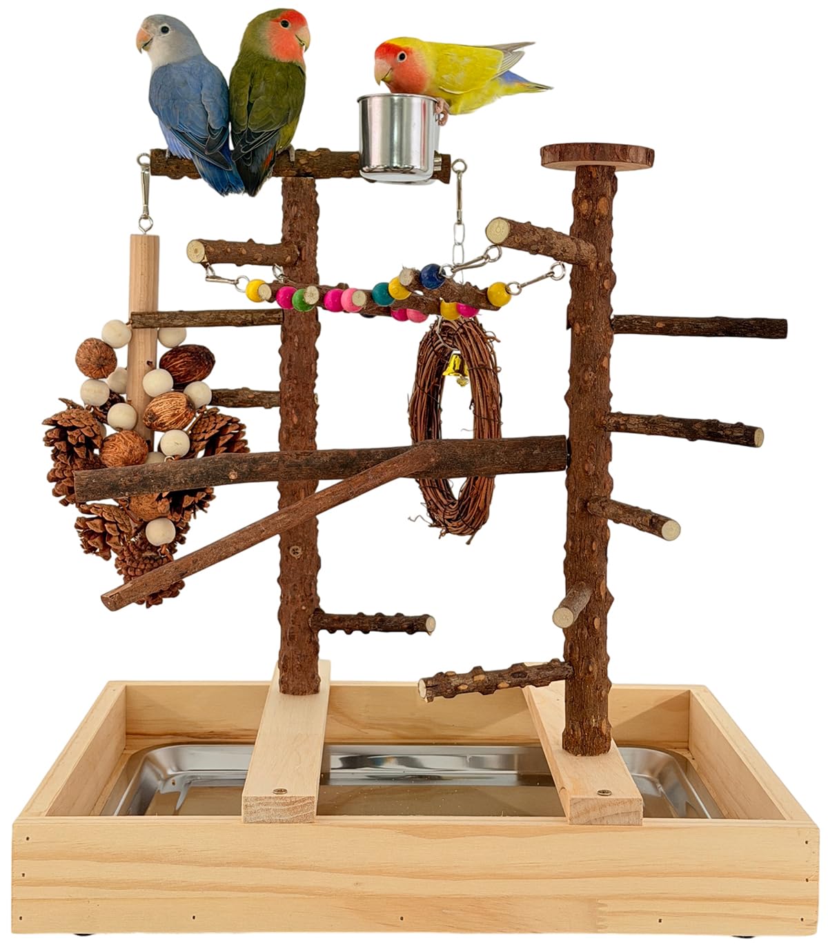 Amazon.co.jp: vibriskape 鳥遊び場 天然木の鳥遊びスタンド スタンド