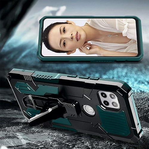 Miniatura 6 de Funda para Motorola One 5G Ace con protector de pantalla de vidrio templado paquete de 2 Funda híbrida de plástico duro de grado militar,
