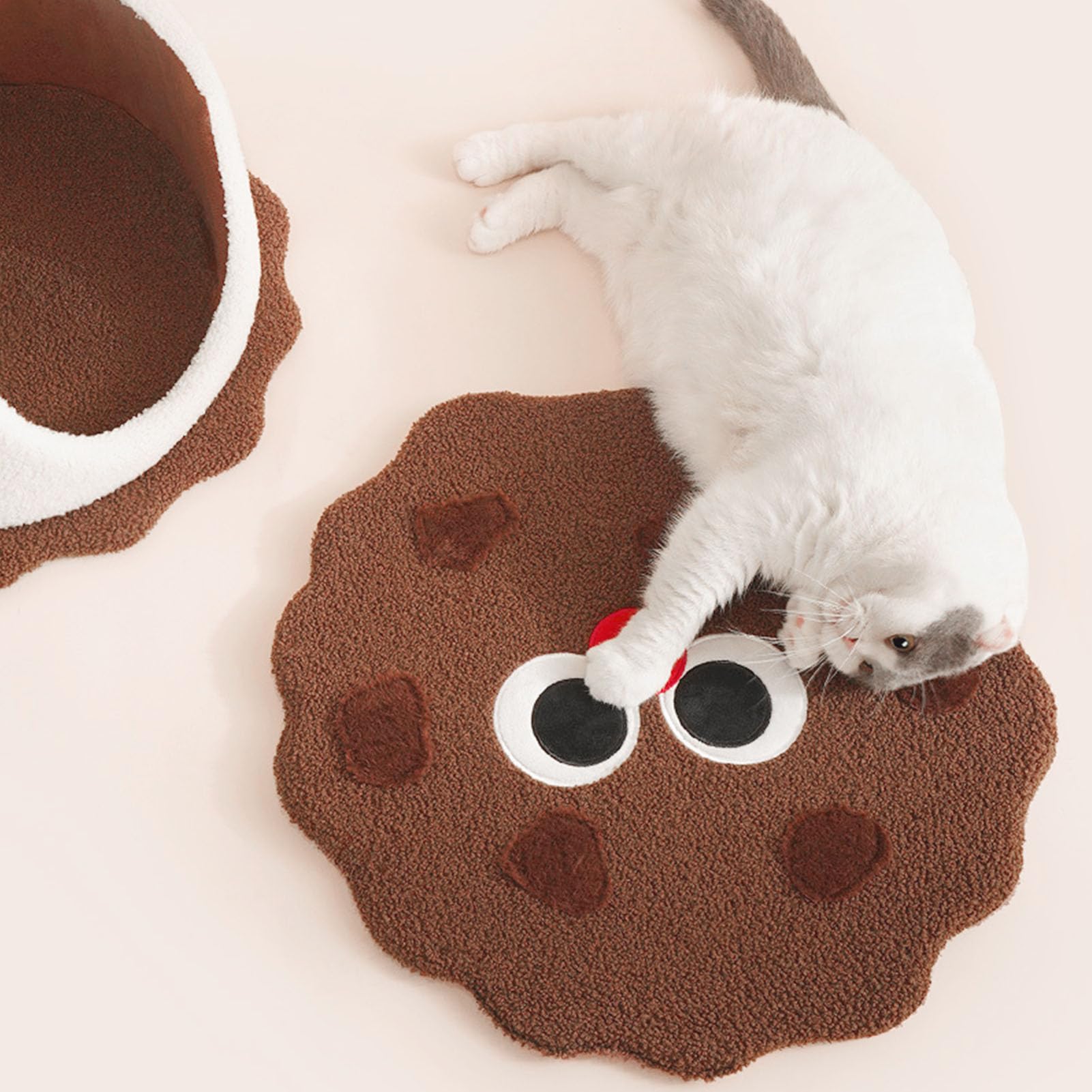 Cuccia per gatti chiusa a forma di biscotto, facile da pulire, calda e accogliente cuccia per gatti e gattini da interni
