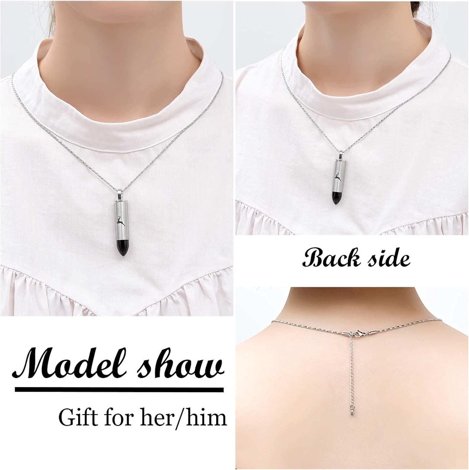 Yinplsmemory Cremation Jewelry for Ashes Locket Deer Bullet Pendant Urn Necklace for Ashes Keepsake Memorial Jewelry for Ashes for Dad Papa - Image 6