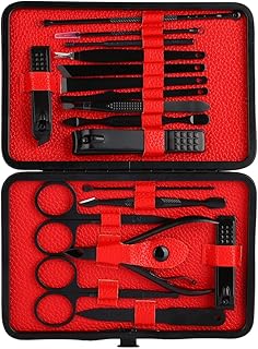 Conjunto de cortador de unhas, 18 peças kit de ferramentas de manicure de aço inoxidável profissional kit de cuidados de pedicure de unhas para homens e mulheres, com estojo de armazenamento à prova de poeira para viagens