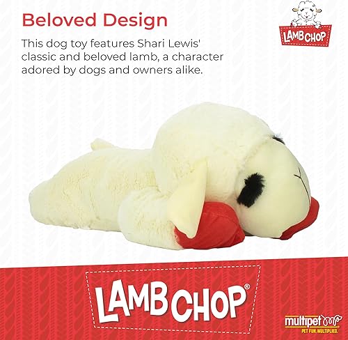 Vista 2 de Multipet Licenciado oficialmente Lamb Chop Jumbo White Pelush Dog Toy, 24 pulgadas