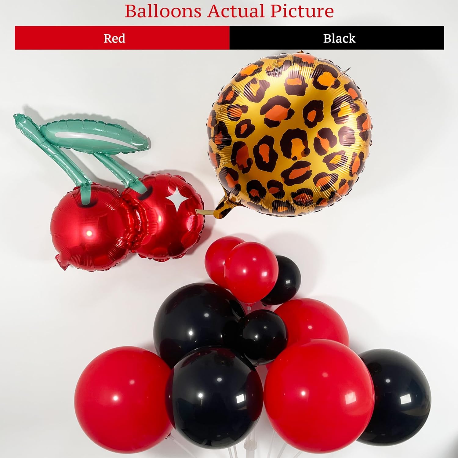 124Pcs Cheetah Cherry Balloon Arch Garland Kit with Black Red Lips Bow Balloons for Leopard Print Birthday Party Decorations, Girls Night Out Bachelorette Party, Kiss The Miss Goodbye - Image 3