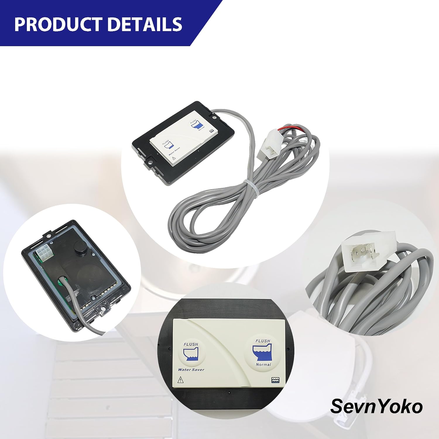 36387 Wall Switch Replacement for Tecma Silence Plus Toilet, Dual Button Control Panel with 11.8ft Cable and Black/White Frames, Compatible with Tecma RV Marine Toilets from 2006 to Present