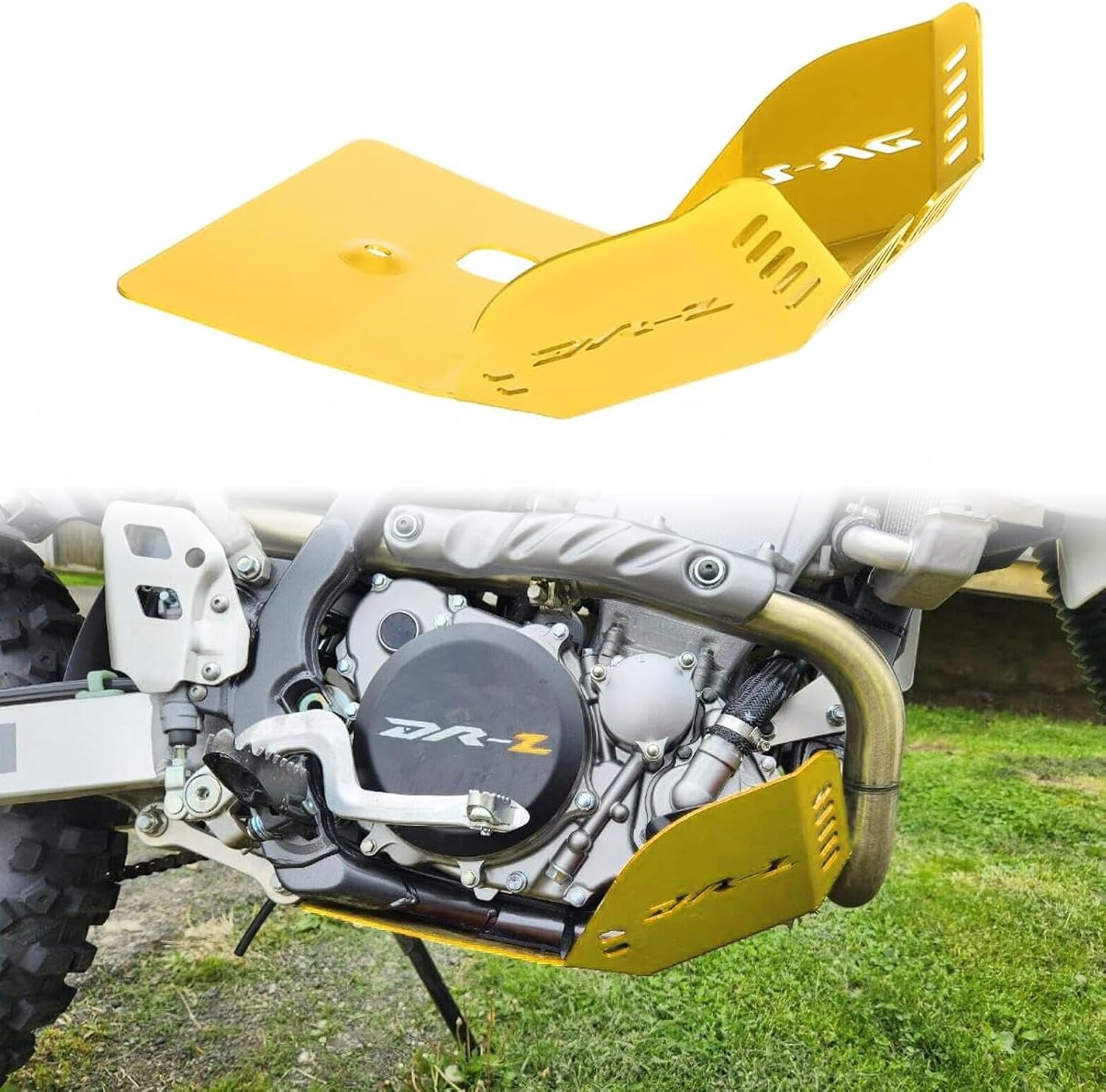 Front Skid Plate Engine Guard Cover Protector Compatible with Suzuki DR-Z DRZ 400SM / DR-Z DRZ 400E / DR-Z DRZ 400S 2005-2024 (Gold)
