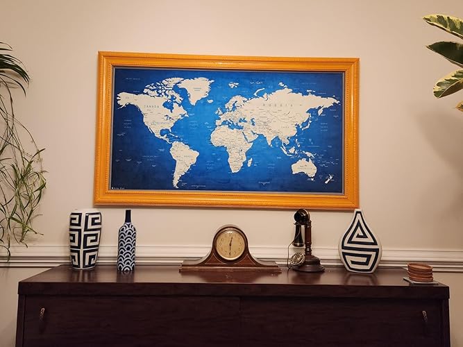 Amazon | 世界地図XXL 51 x 28インチ エラーブルー」、フリースの