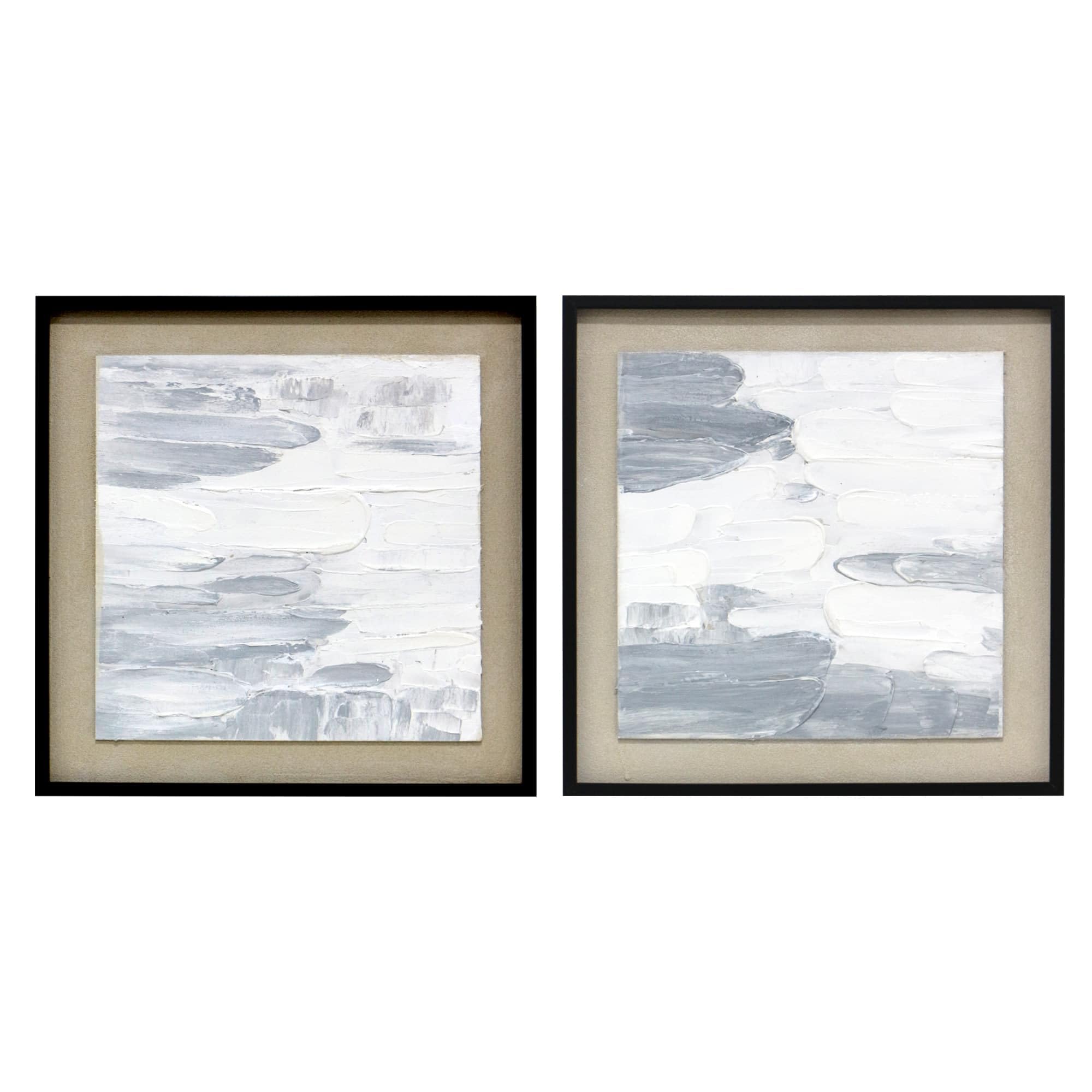 la fabrica del cuadro ®, Pareja de Cuadros Decorativos Artesanales Pintados a Mano, Cuadros Decoración para Salón y Diferentes Estancias. (PAREJA ABSTRACTO AZUL)