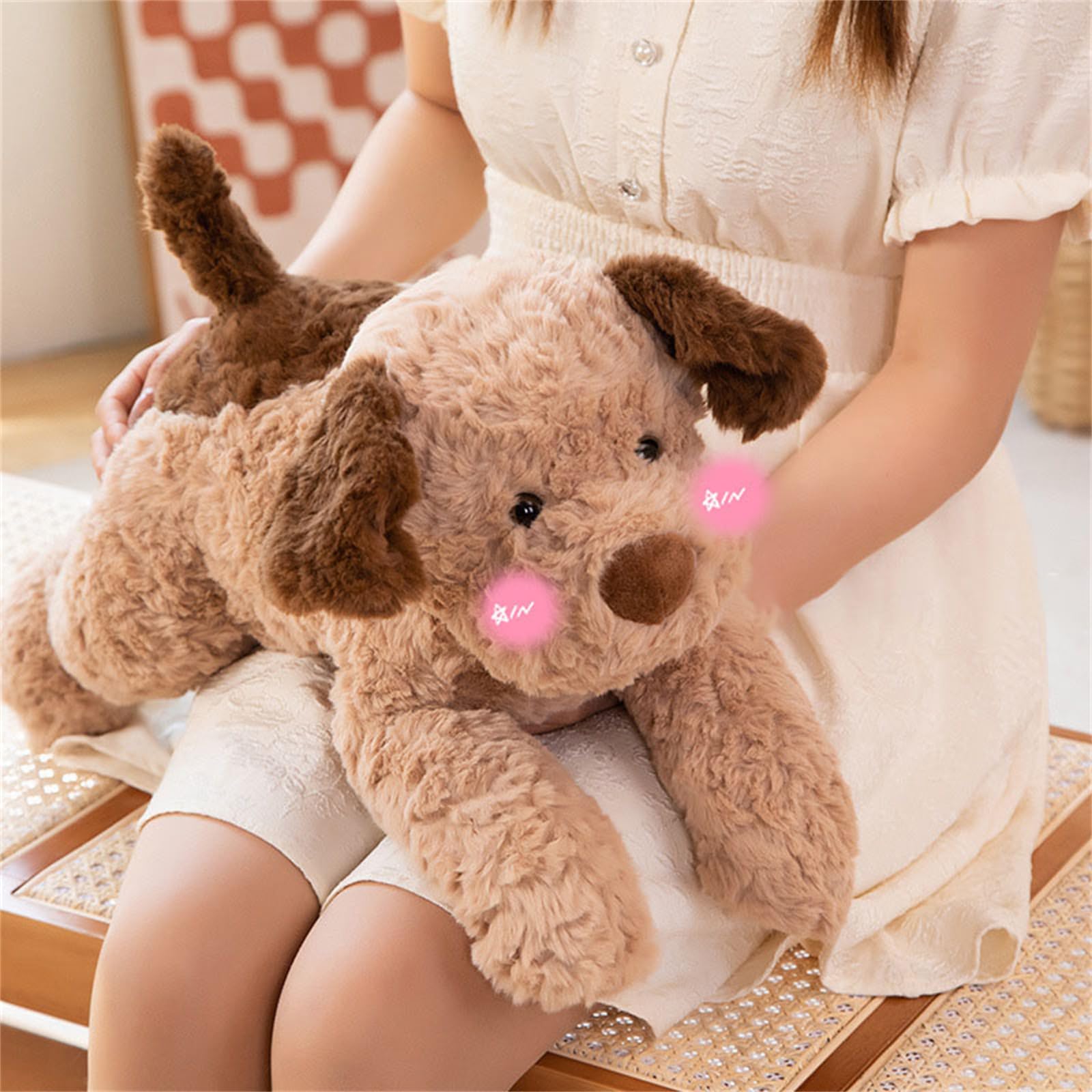 Peluches, Peluche de Perro Peluche ponderado, Lindos Animales, cojín for abrazar Cachorro Esponjoso(Brown Teddy,55cm)