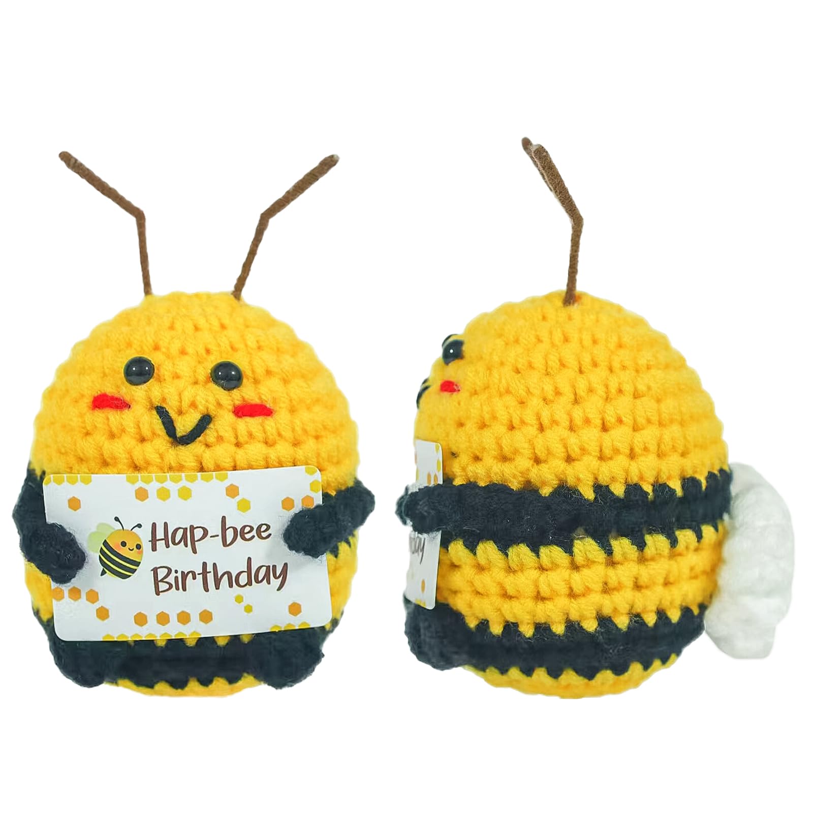 CHUNLINLAODA Bee Happy Funny Positive Gift, Positive Honeybee, Handmade Mini Crochet Honeybee, Pocket Hug Bee, Emotional Support Birthday Gifts for Friends Colleagues and Family — image 1