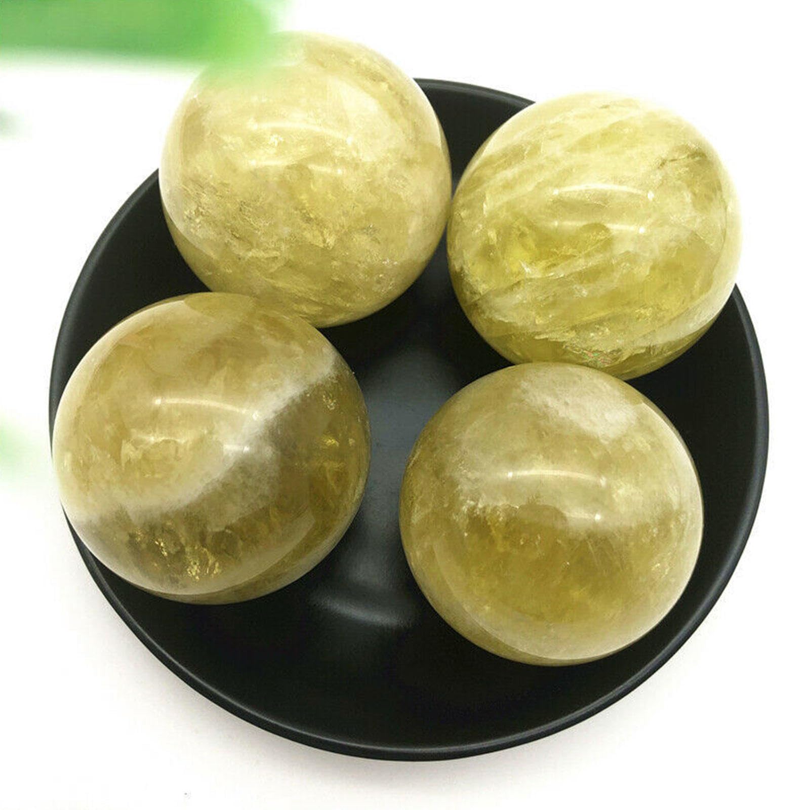 NIBHZ Sfera di Cristallo Giallo Grezzo Naturale in Cristallo, Sfera Feng Shui, Ornamenti di Cristallo per Ufficio e casa,40mm