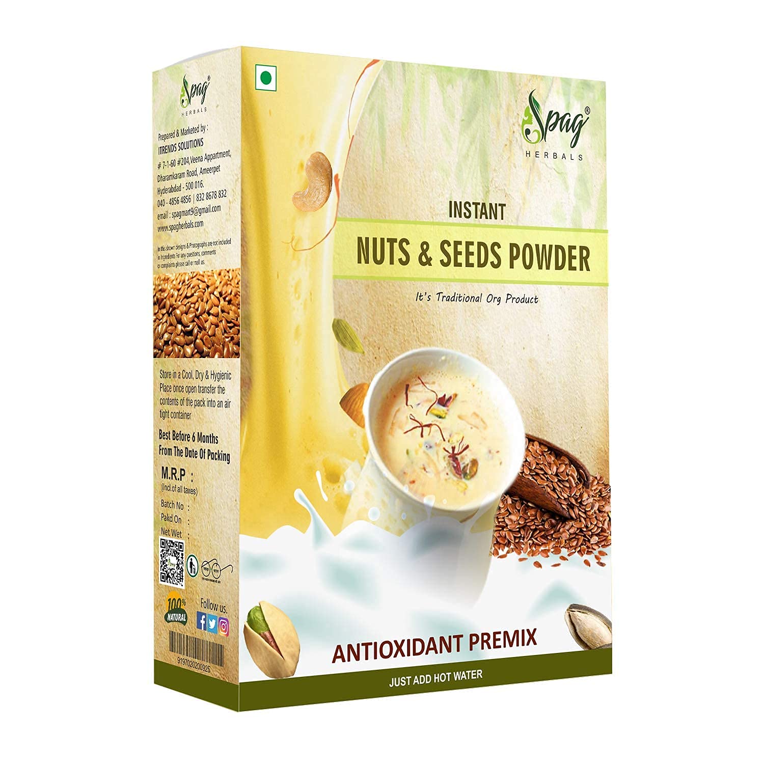 Spag Herbals Instant kashmiri kesar Saffron nuts & Seeds mix with real bits almond nutritious healthy and refreshing Badam Milk Powder 400 gms (B09H9KH4G4) Amazon Price History, Amazon Price Tracker