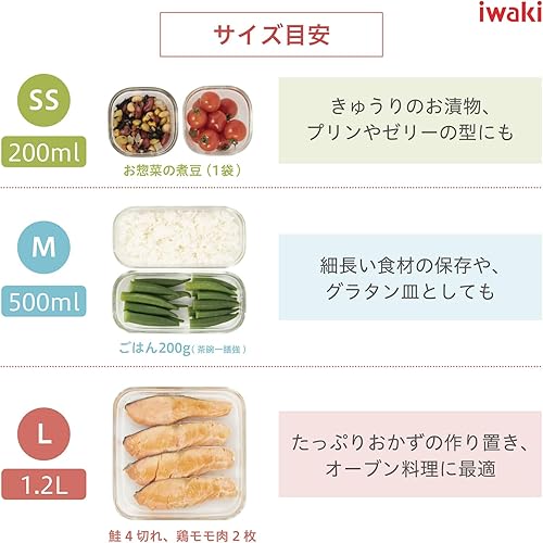 Miniatura 3 de iwaki PCPRN4GY22 Contenedor de almacenamiento de vidrio resistente al calor, gris frío, juego de sistema, mini paquete y gama