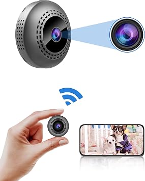 كاميرا تجسس صغيرة wifi-1080P كاميرا خفية لاسلكية - مربية كاميرا حية - محمولة صغيرة - كاميرا مراقبة لأمن السيارة - داخلي - مع تطبيق هاتف خلوي