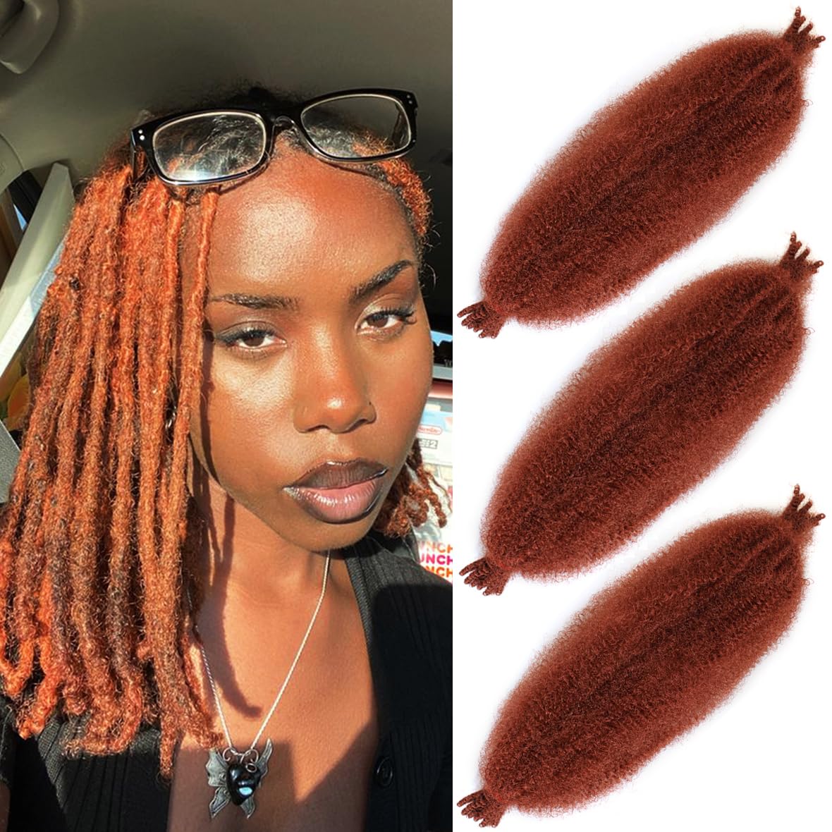 Leeven 12 Inch Springy Twist Hair for Afro Marley Locs 3 Packs Afro Kinky Curly Marley Braiding Hair Extensions Pre Separated Popping Spring Twist Crochet Hair for Distressed Locs /350#