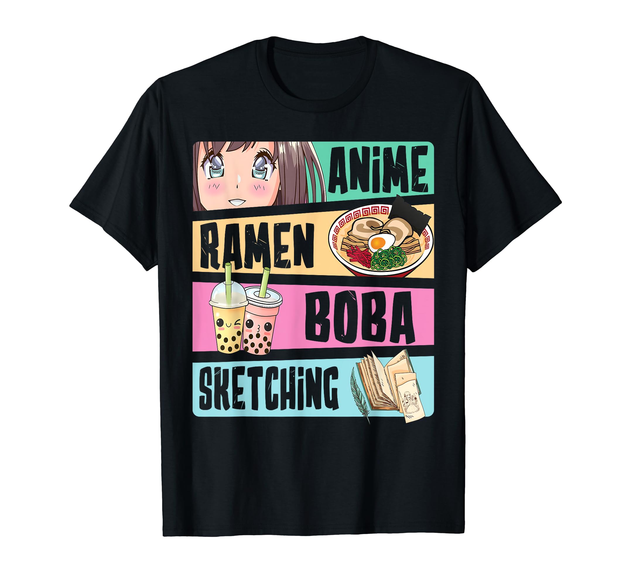 Anime Ramen Boba Sketching Kawaii Anime Lover GiftAnime Ramen Boba Sketching Kawaii Anime Lover Merch Gift T-Shirt