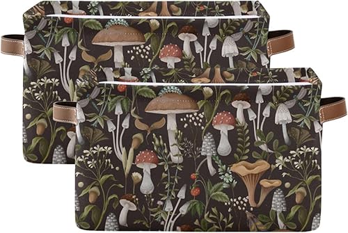 Cesta de almacenamiento de hongos, plegable, decorativa, para lavandería, para oficina, dormitorio, ropa, dormitorio, sala de estar, 2 unidades