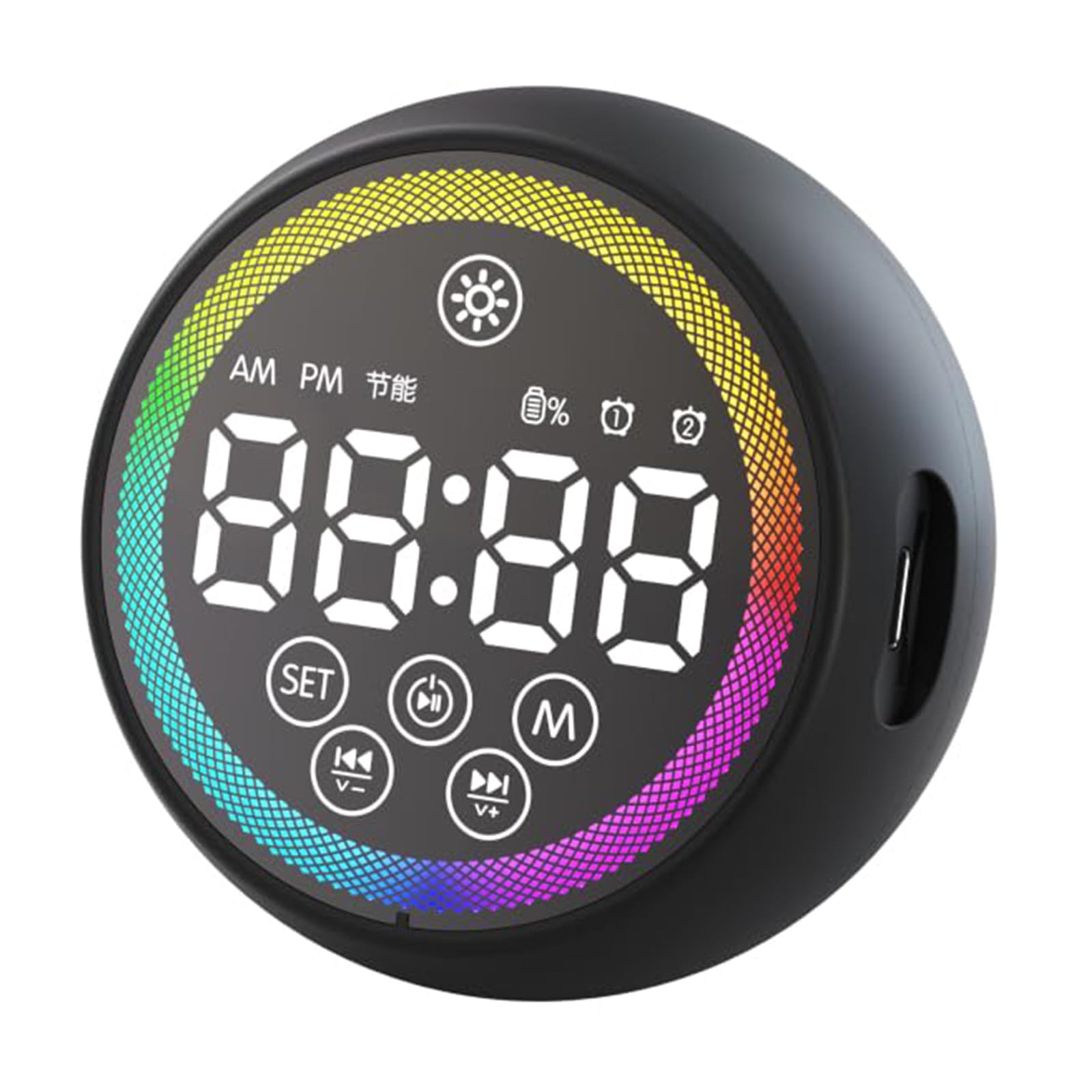 BT Alarm Clock BT Audio and Voice Broadcast Sound Machine Alarm Clock LED Touch Screen Sleep Aids Suitable for All Ages