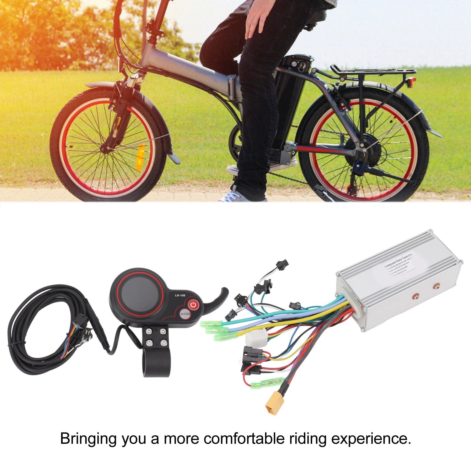 BuyWeek Kit Controller Brushless Bici Elettrica Controller Onda Sinusoidale 36V 48V 60V 1000W 38A 3 Modalità con Display LH100