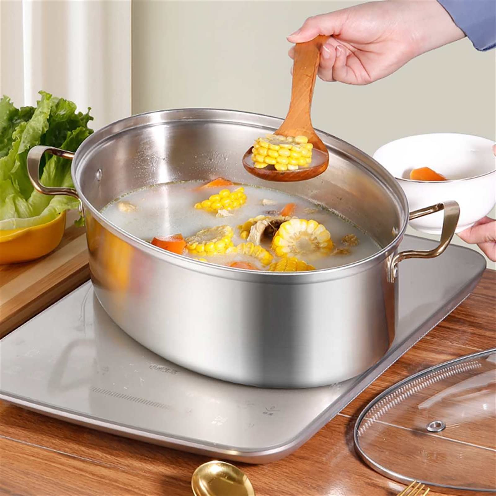 Olla de sopa ovalada grande for el hogar, pescado picado, pimienta, cabeza de pescado, juego sin estufa, olla for la cena