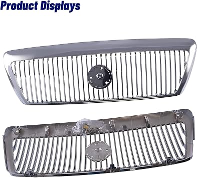 Replacement Parts Front Grille Grill Assembly With Chrome Shell With Chrome Insert Compatible With Mercury Grand Marquis 2003 2004 2005