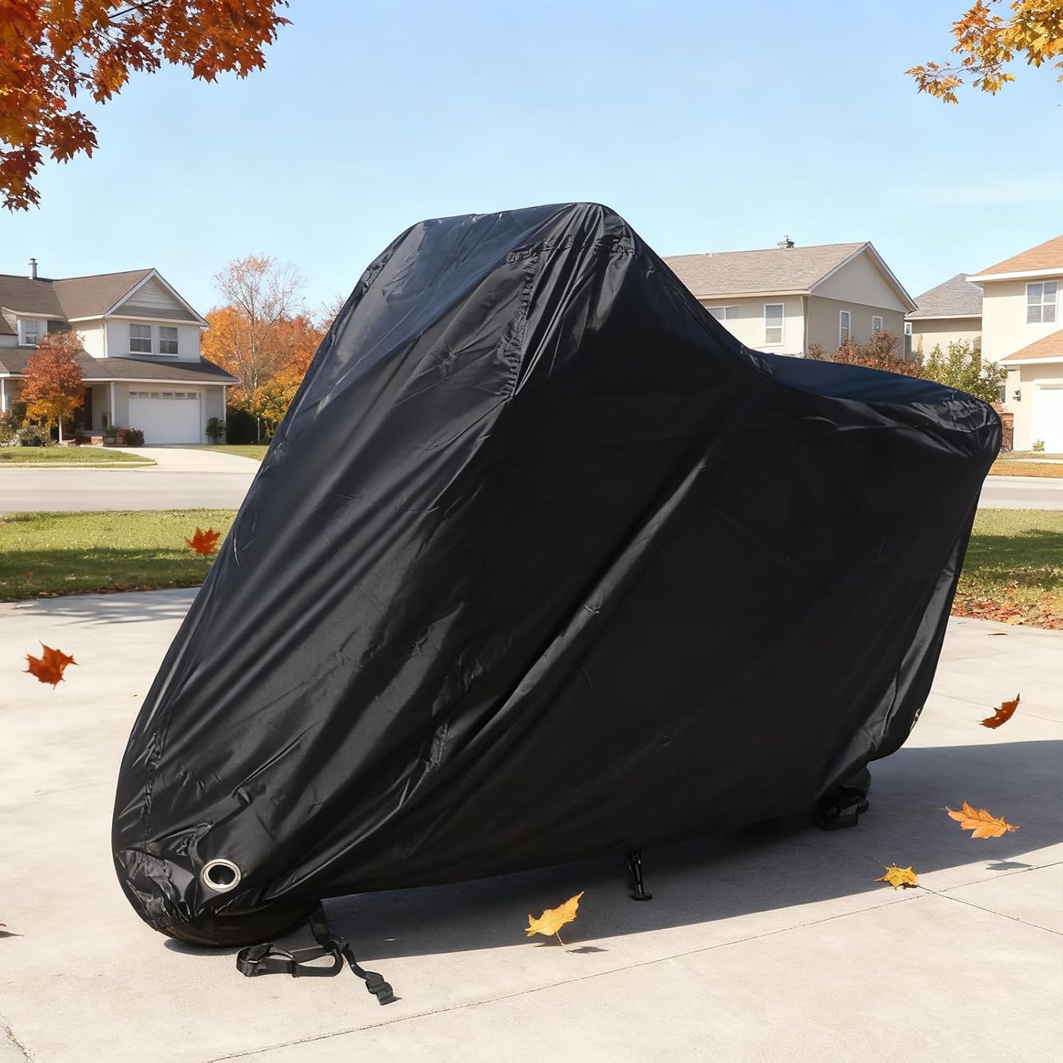 XYZCTEM Moped Cover, Vespa Cover Waterproof Outdoor, for Small Scooter Cover Outdoor Protection Against Water, UV, Wind, Fit for Honda 50CC 60'' to 72" L Motorcycle Cover, Black - Image 8