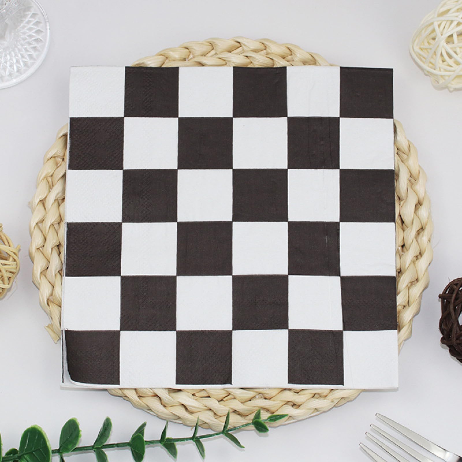 Tovaglioli di Carta Geometria Bianco Nero Tovaglioli per Decoupage Decorati Tovaglioli Bar Compleanno Carta Lgienica Tovagliolo Decorazione Da Tavola Usa e getta Per Matrimoni Feste 30 Packs(33x33cm)