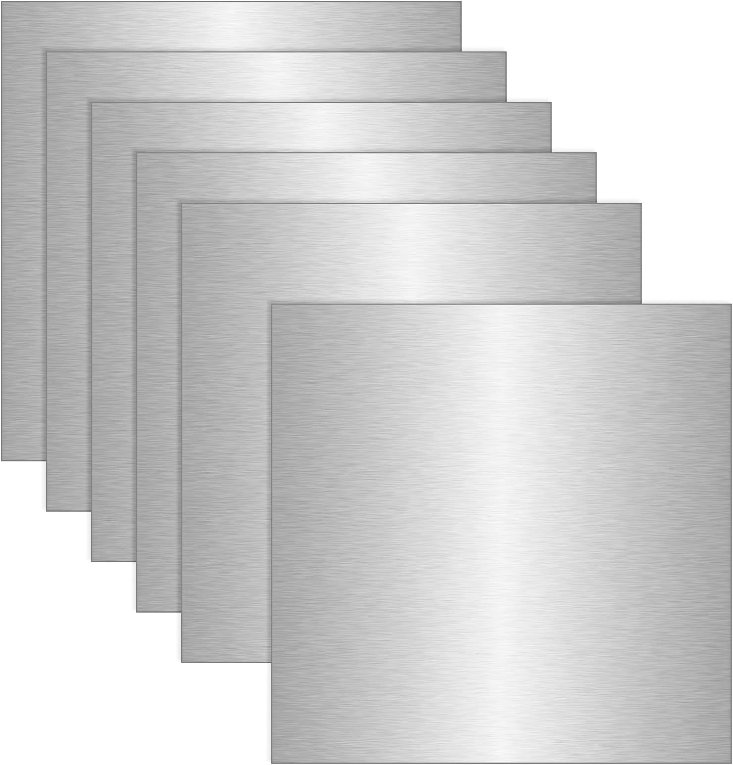 6 Pack 5052 Aluminum Sheet Metal 12 x 12 x 1/64 (0.02”) Inch Thin Flat Plain Aluminum Plate Panel Covered with Protective Film, Heat Treatable Aluminum Sheet for Crafting Industry Welding