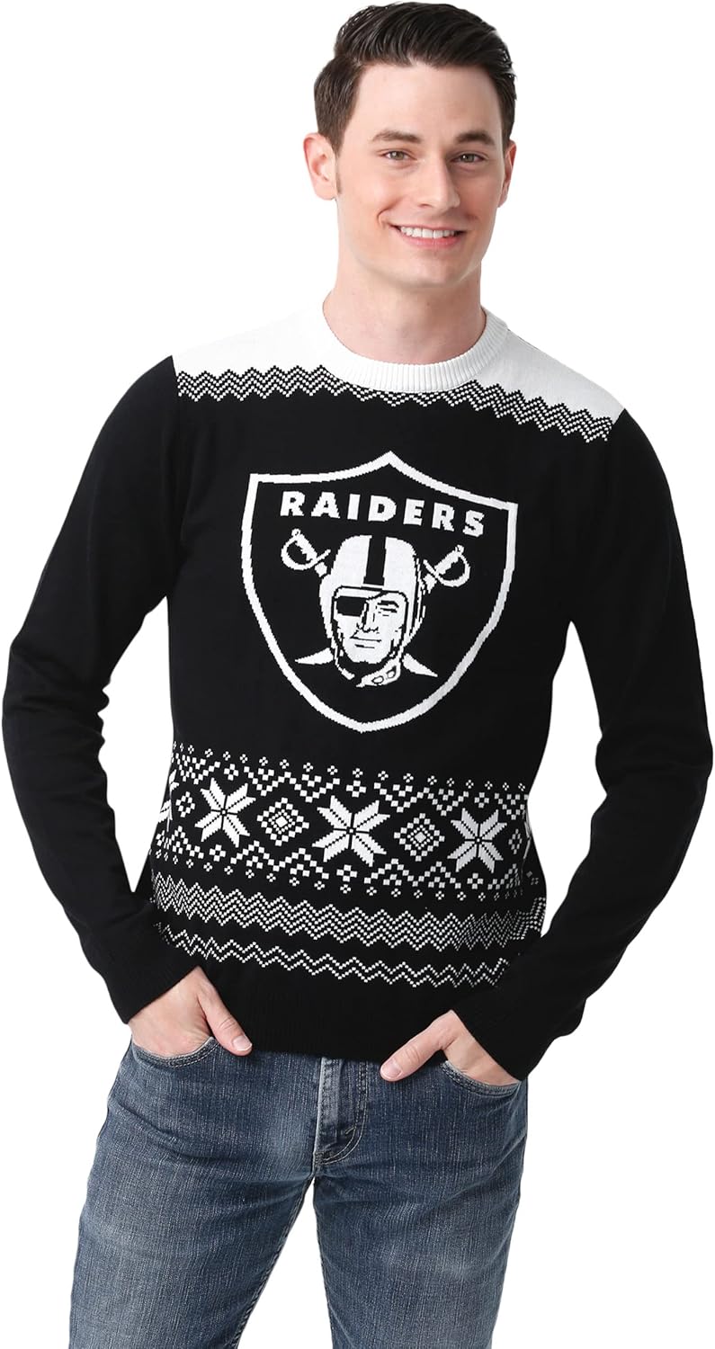 FOCO Men's NFL Big Logo Two Tone Knit Sweater