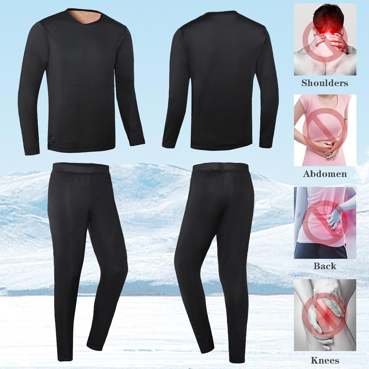 Heated Underwear Set for Men Women 42 Zone Heating Winter Warm Thermal Underwear Fleece Lining Base Layer