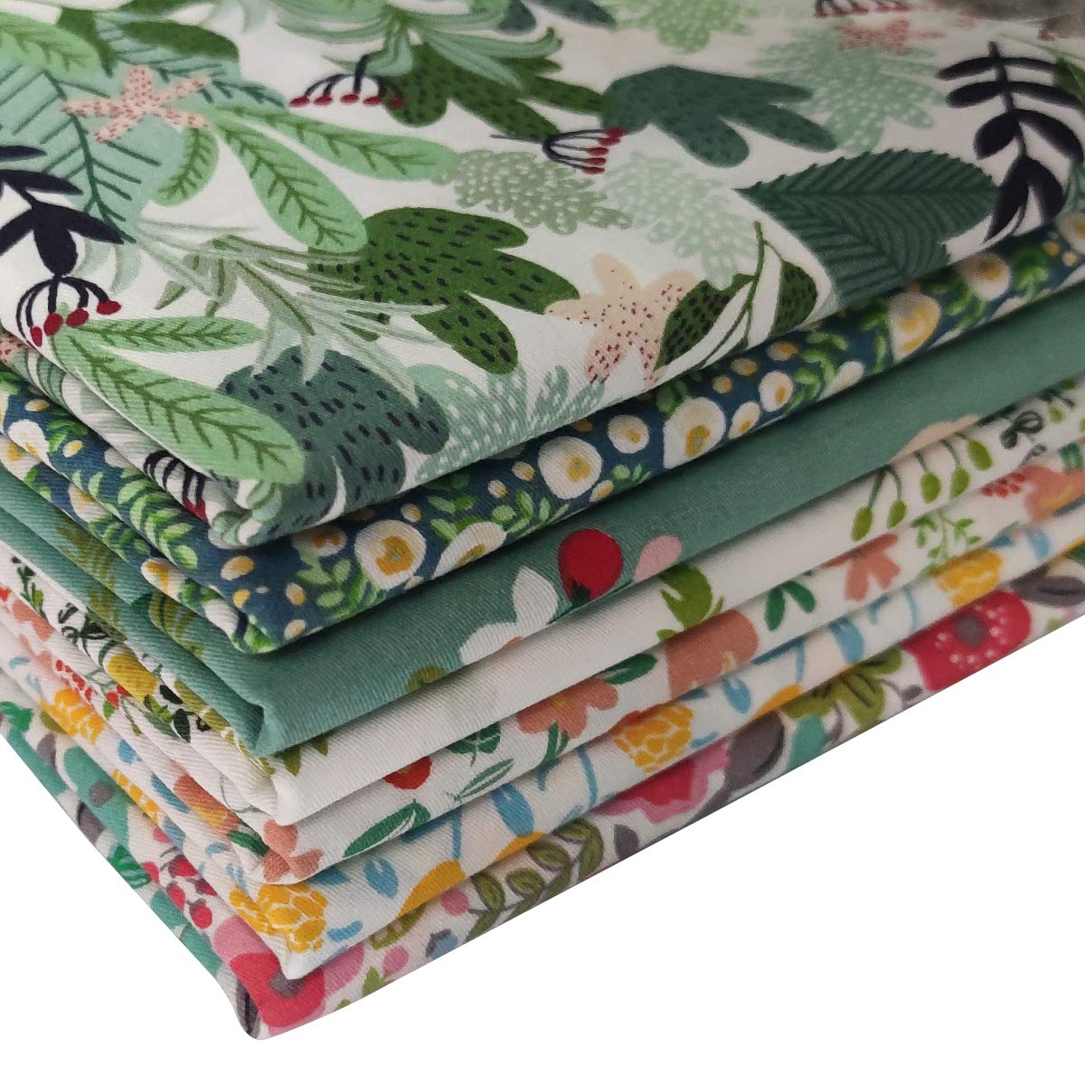 levylisa 7 paquetes de tela de verano verde tropical floral para acolchado de 45,7 x 55,8 cm, tela de algodón para patchwork.