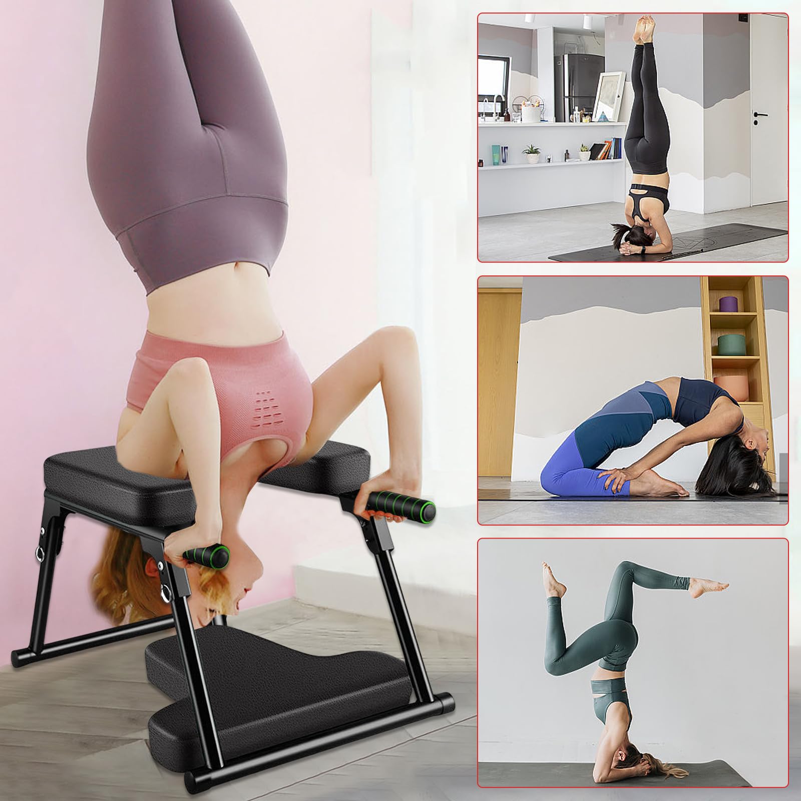 Sedia da yoga, pieghevole, per yoga, per fitness, meditazione, relax, capacità di carico 200 kg, colore nero