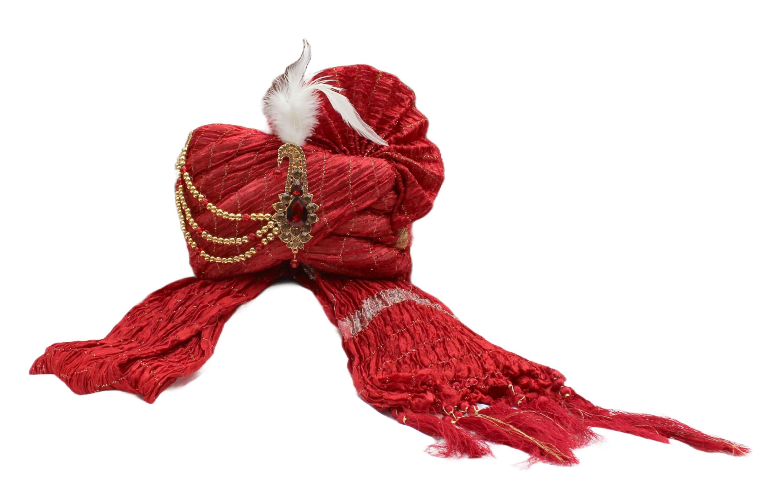 Groom's Dulha Pagdi with Dupatta(Stole) Combo for Men's Wedding, Maroon Colour (Pagri Size: 22 to 22.5 Inch)-image-1