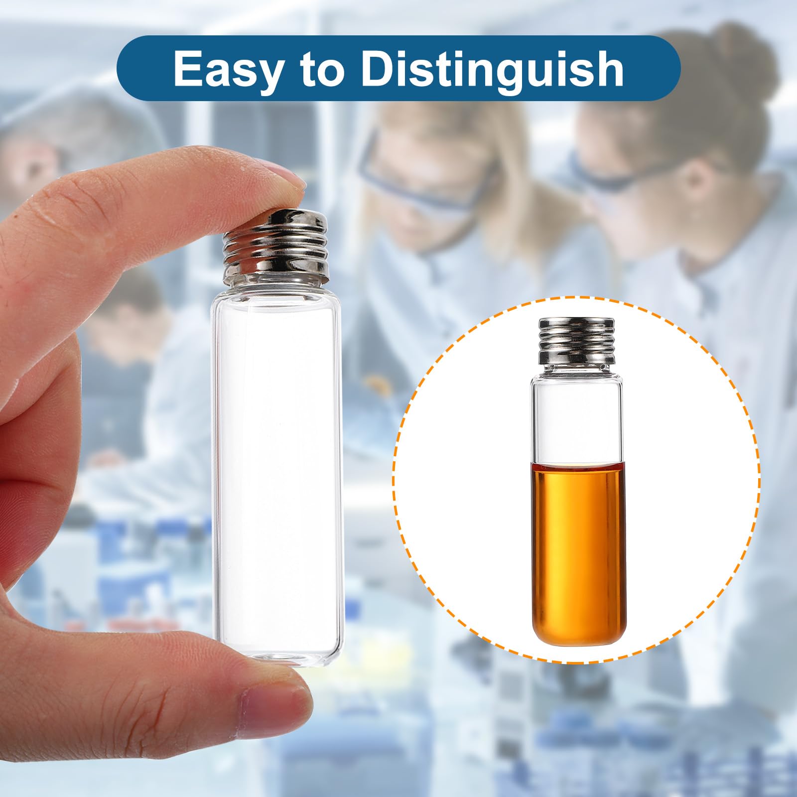 PATIKIL 20ml Klarglasfläschchen, 100er-Pack Headspace-Vials mit Schraubverschluss und flachem Böden aus Borosilikatglas Transparente Laborgläser für Laborwissenschaften