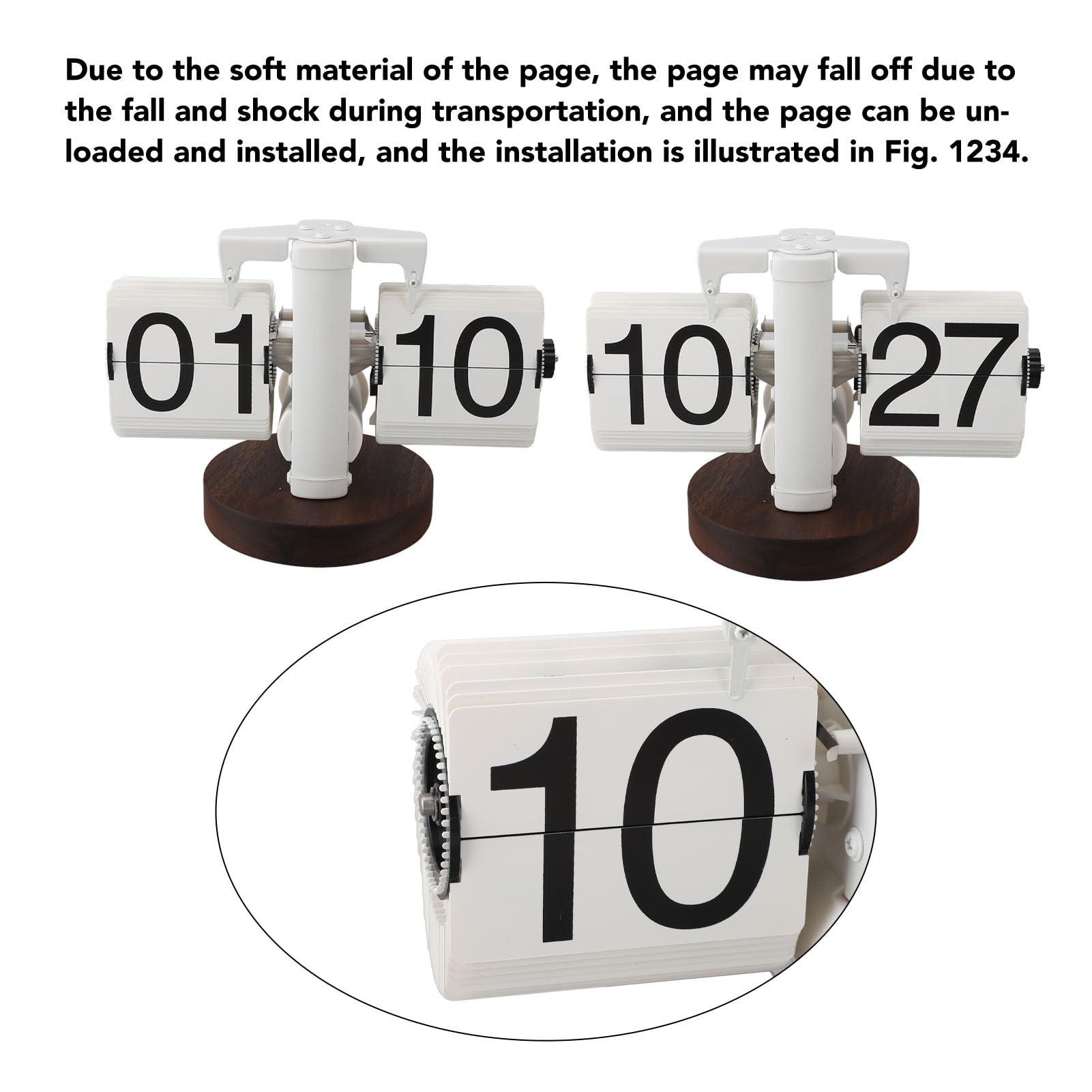 Reloj de Escritorio con Tapa Vintage, Reloj con Tapa Automático Mecánico Digital con Batería de una Sola Cara con Fuente Grande, para Sala de Estar, Oficina, Estudio (Blanco)