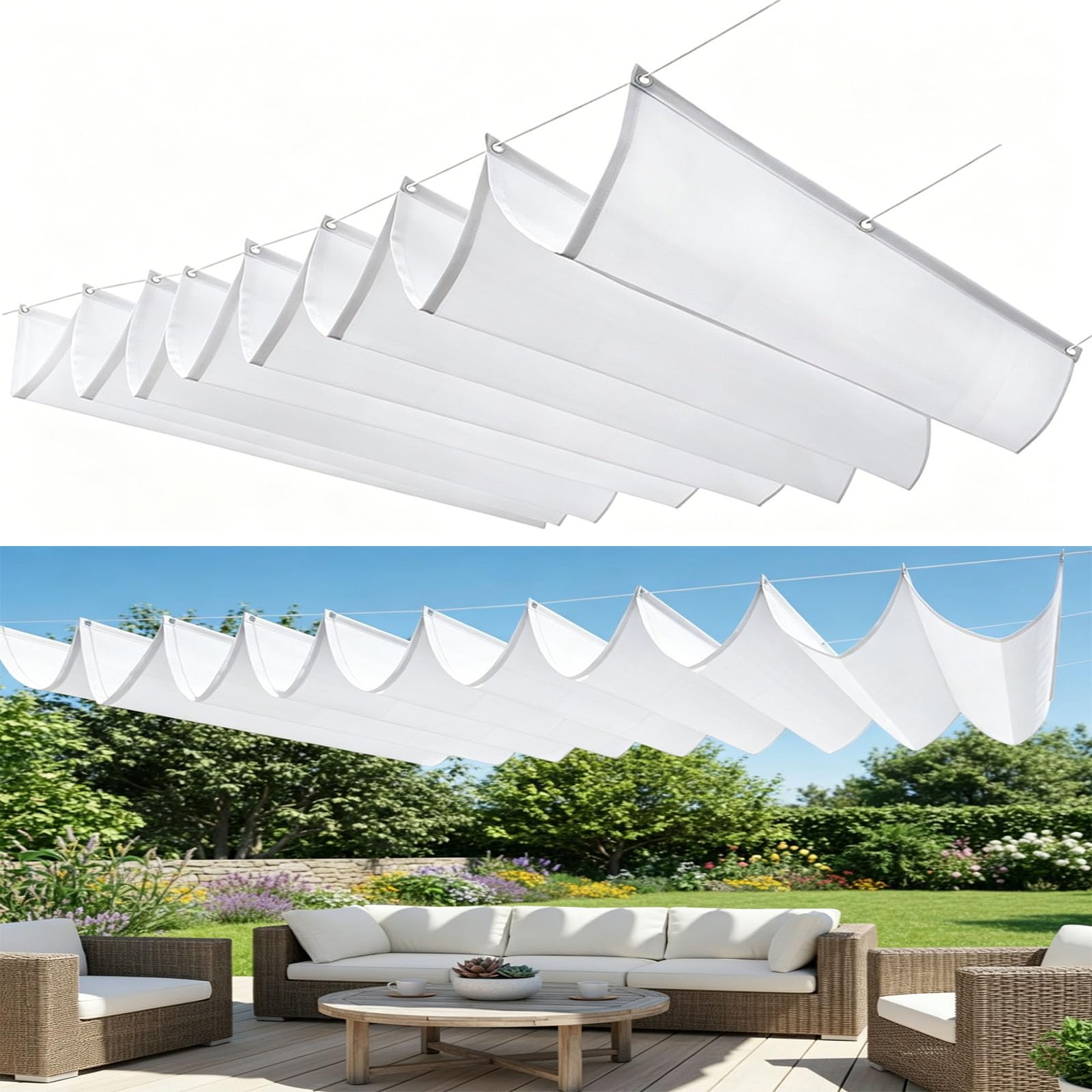 Store ondulé sur mesure 450x1050 toile ombrage imperméable jardin