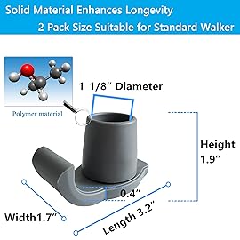 Aliseniors 4 Pack Walker Skis Glides, Universal Fit Walker Glides for Seniors Walker Accessories, Durable Walker Glide Skis for Folding Walkers, Gray