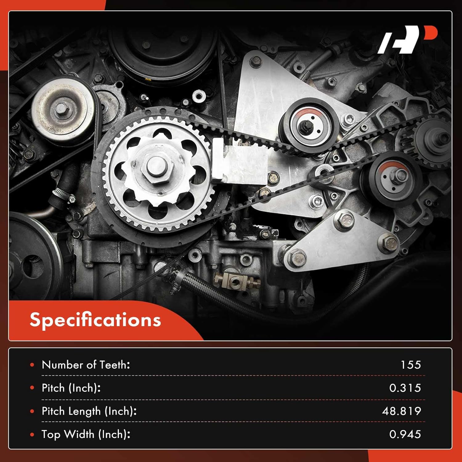 A-Premium Engine Timing Belt Compatible with Honda Prelude 1993-2001, DOHC 2.2L - Replace# 14400P13014