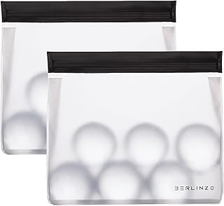 BERLINZO Reusable Ice Storage Bag - Freezer Safe Leakproof Silicone and Plastic Free Lunch Bag for Ice and Food Storage - BPA Free - 2 Pack
