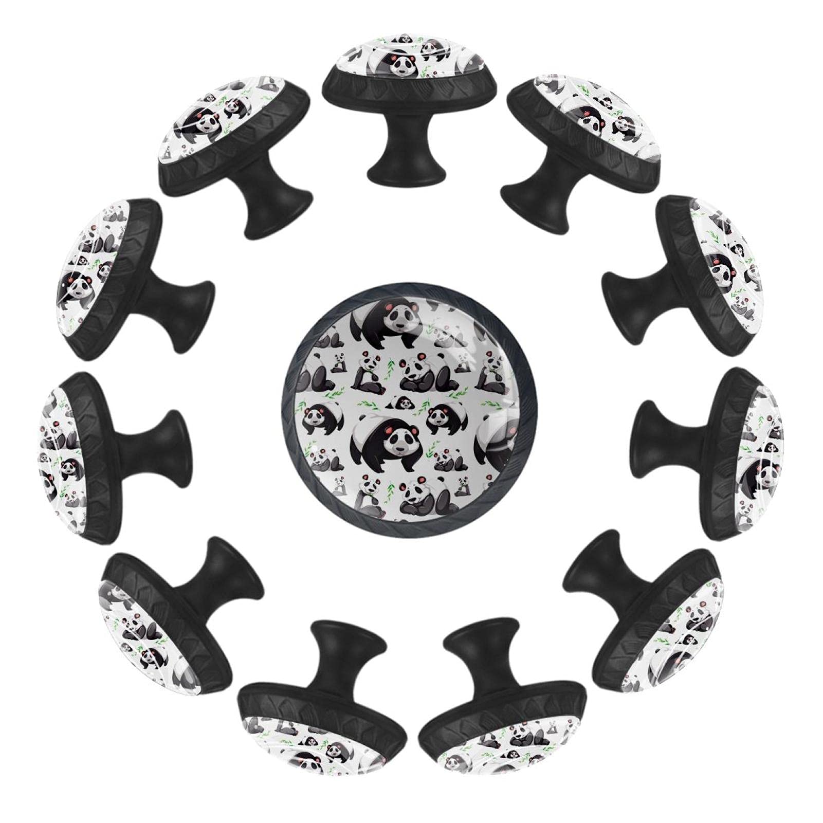 Boutons de tiroir ronds en bambou panda 35mm lot de 12 pour meuble enfant