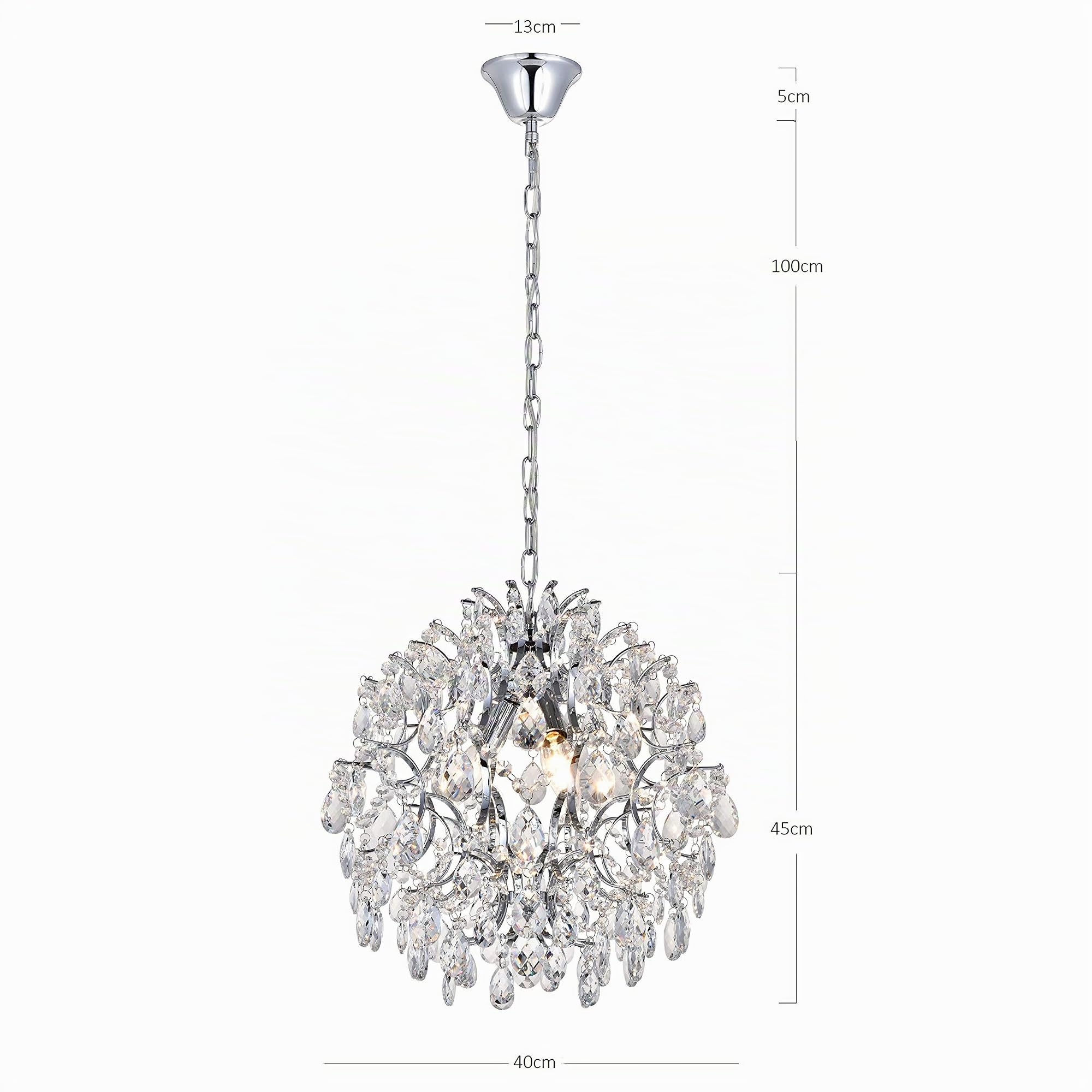 BESTIER Moderne Anhänger Kronleuchter Kristall Regentropfen Beleuchtung Deckenleuchte Lampe für Esszimmer Badezimmer Schlafzimmer Wohnzimmer 3 E14 Lampen Erforderlichen Durchmesser 40 cm Höhe 45 cm