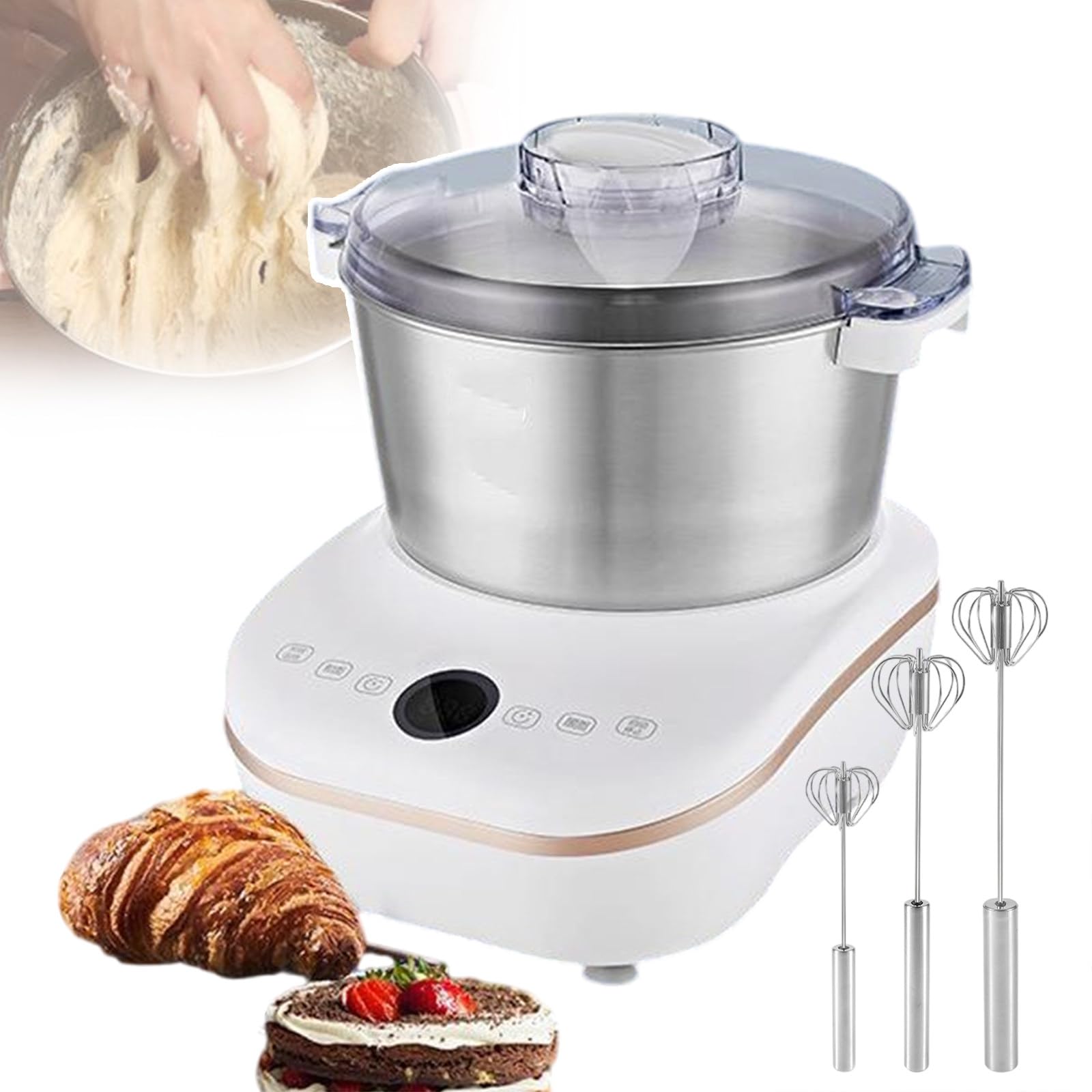Macchina per Il Pane elettrica da 200 W con Tempo controllabile, impastatrice con Touch Screen, pentola in Acciaio Inossidabile da 5 l, impastatrice in 15 Minuti, lievitatore comm