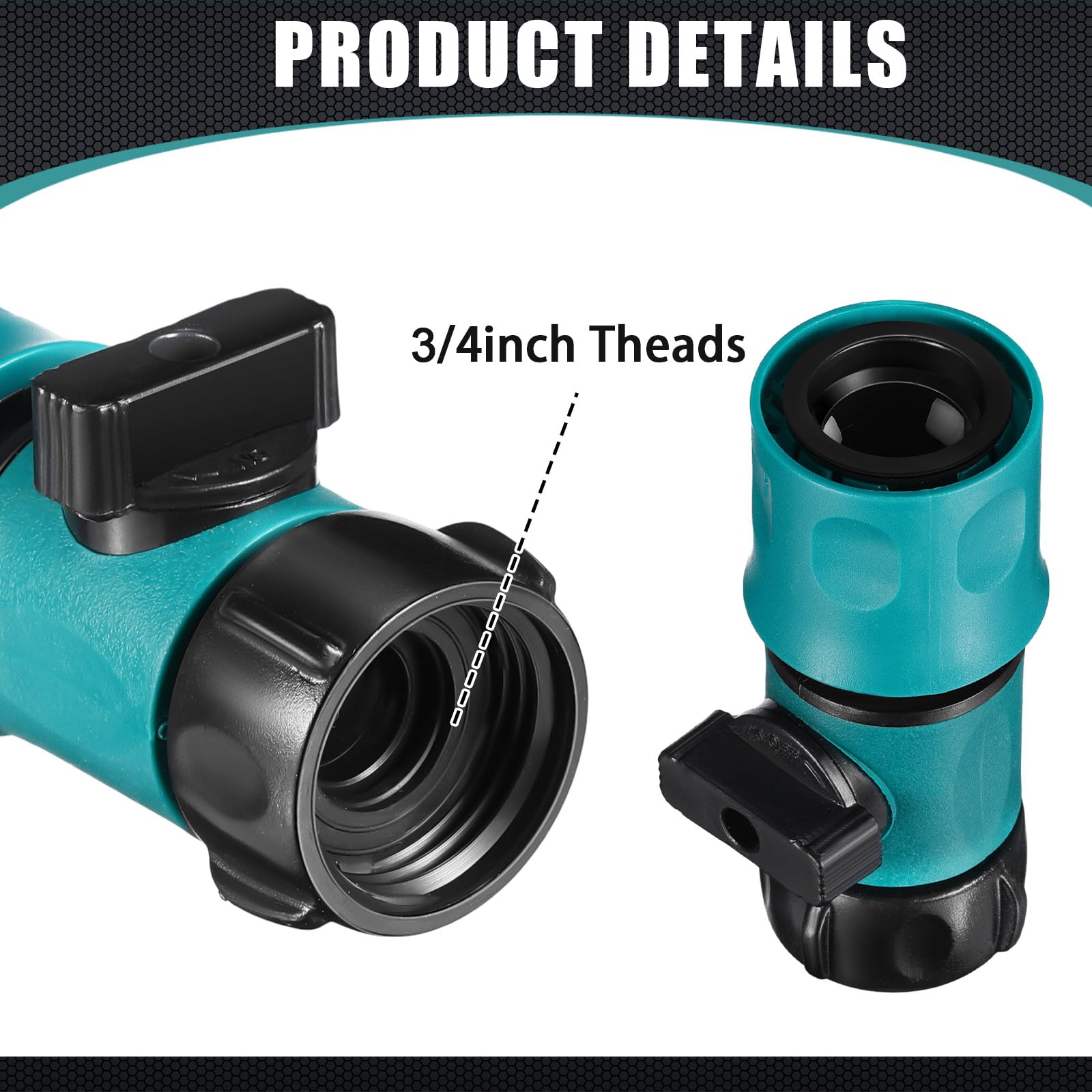 Threlaco 20 connettori rapidi per tubi da giardino in plastica da 3/4", con valvola, 40 rondelle in gomma e 40 adattatori maschio per accoppiamento del tubo dell'acqua (stile semplice)