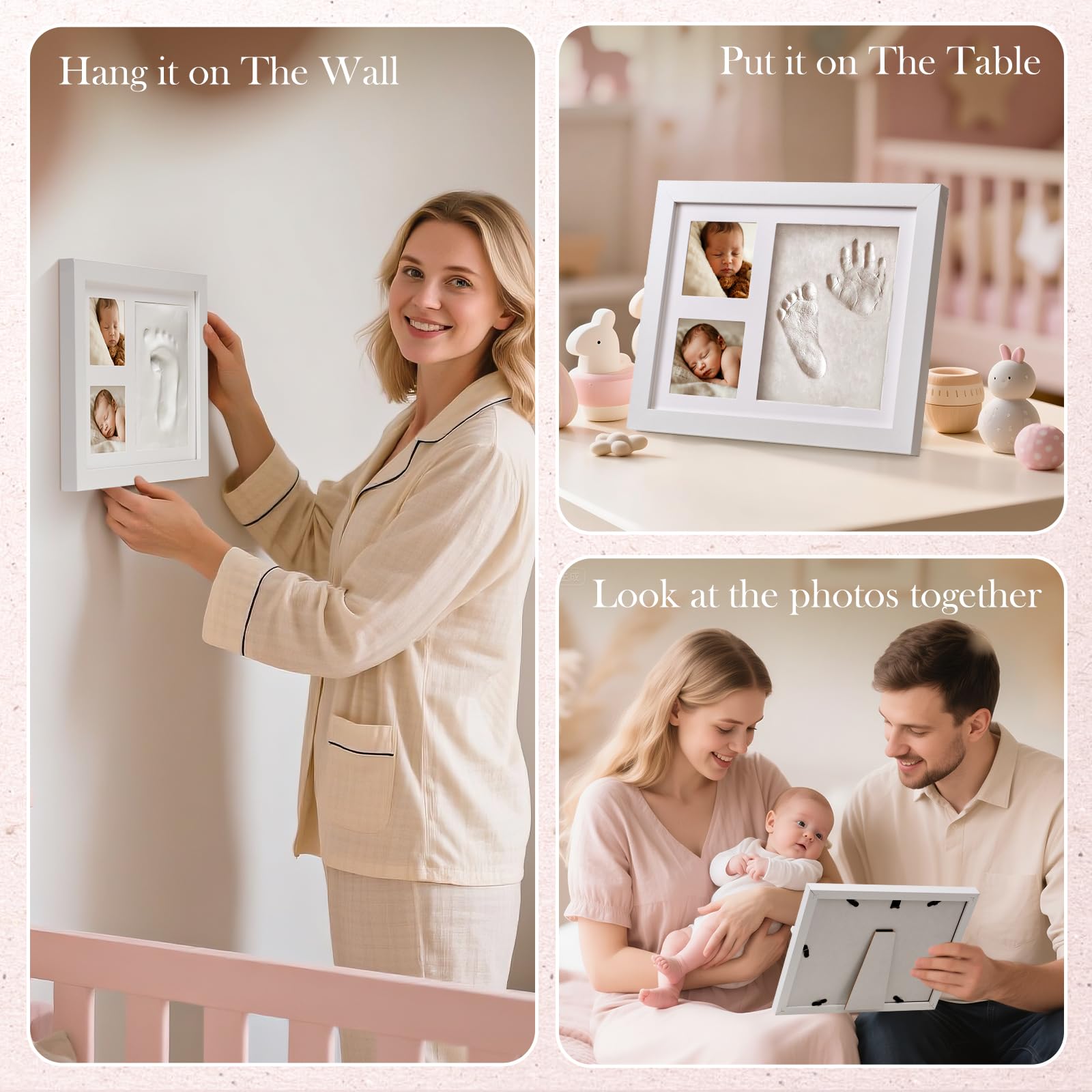 Bebe Naissance Cadeau Future Parents, Kit Empreinte Bebe & Mugs pour Futures Mamans Papa & Barboteuse & Serviettes de Bain & SPA Set, Fille Garcon Baby Shower Bapteme Cadeaux Nouveaux Parents