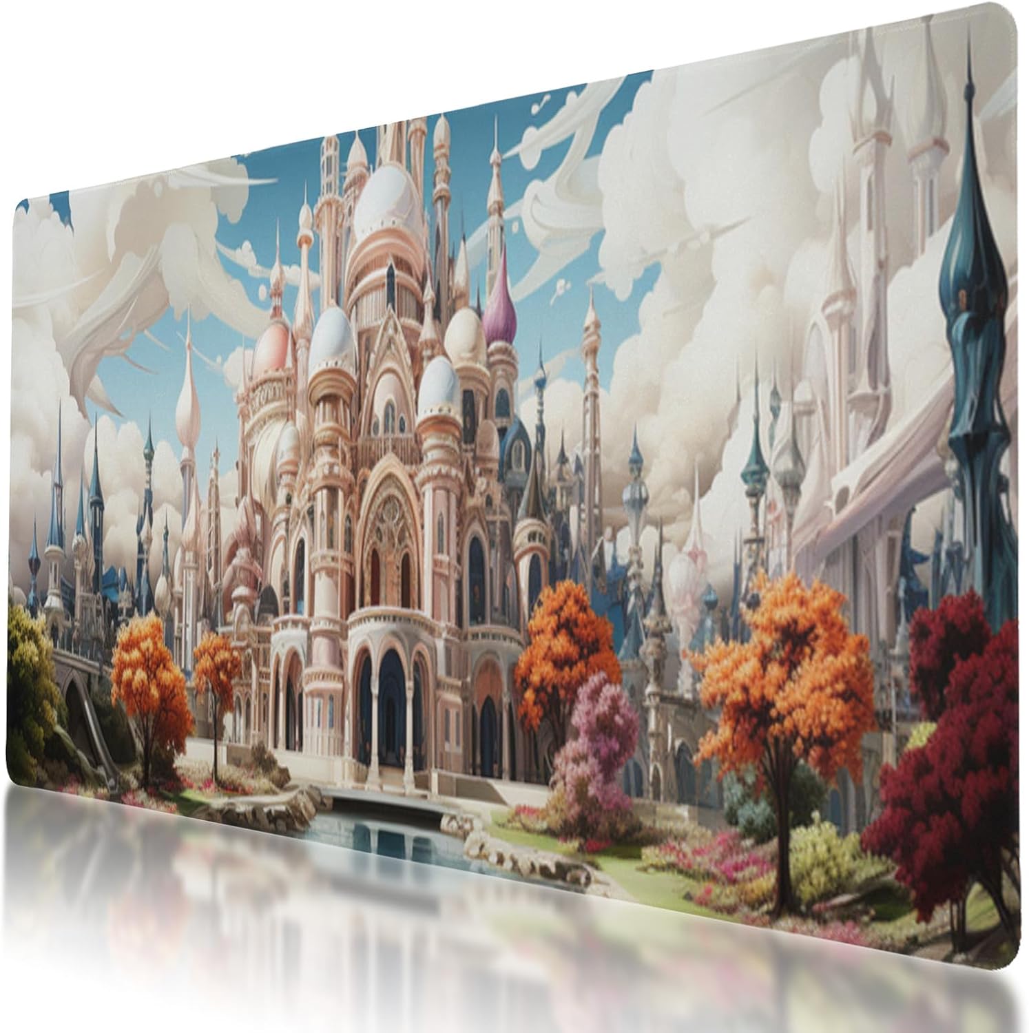 Durable and Washable Snowy Football Match Designed Mouse Pad 35.5 x 16 Inch, Non-Slip Rubber Base, Ideal for Easy Typing and Gaming