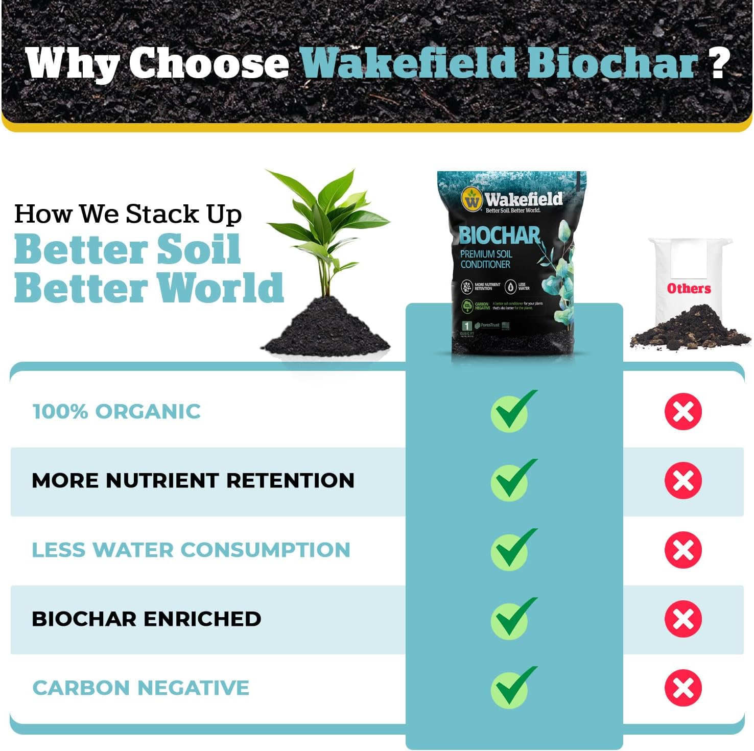 Wakefield Biochar Soil Conditioner for Plants and Lawns One Cubic Foot Bag
