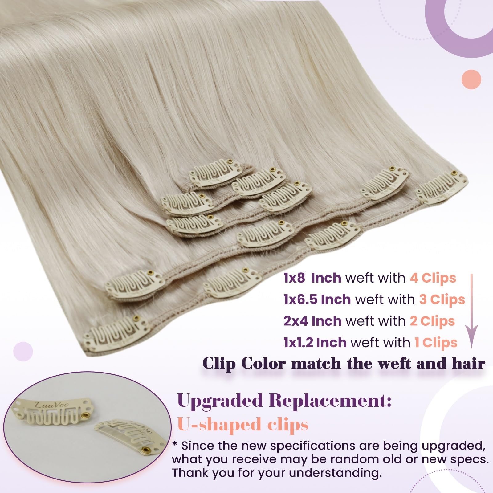 LaaVoo Blonde Clip in Hair Extensions Real Hair Extensions Clip in Human Hair Straight Remy White Blonde Hair Full Head Double Weft 80g 5pcs 20 Inch #60 - Image 3