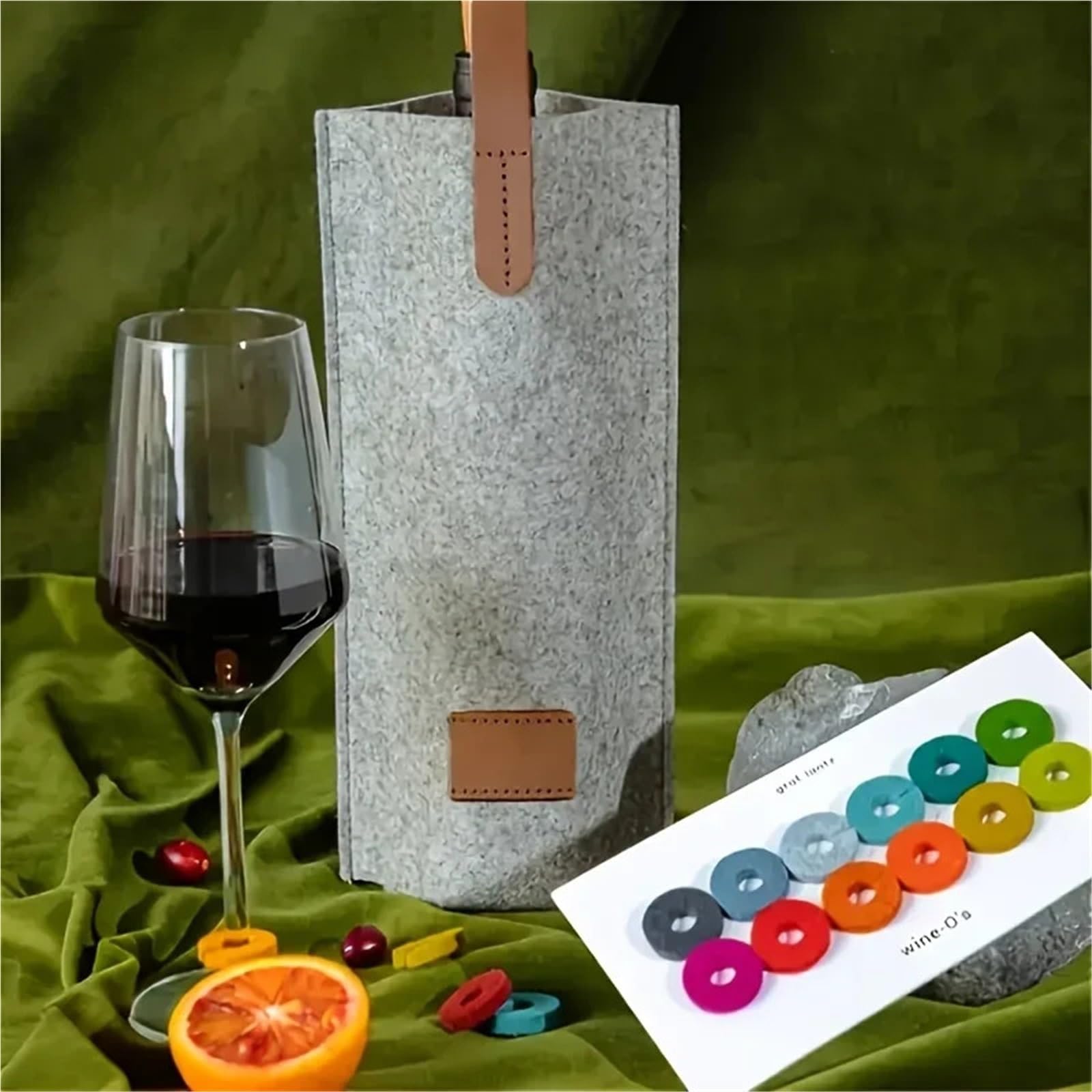 Borsa Per Bottiglia Di Vino Felt Single Bottle Wine Tote Carrier
