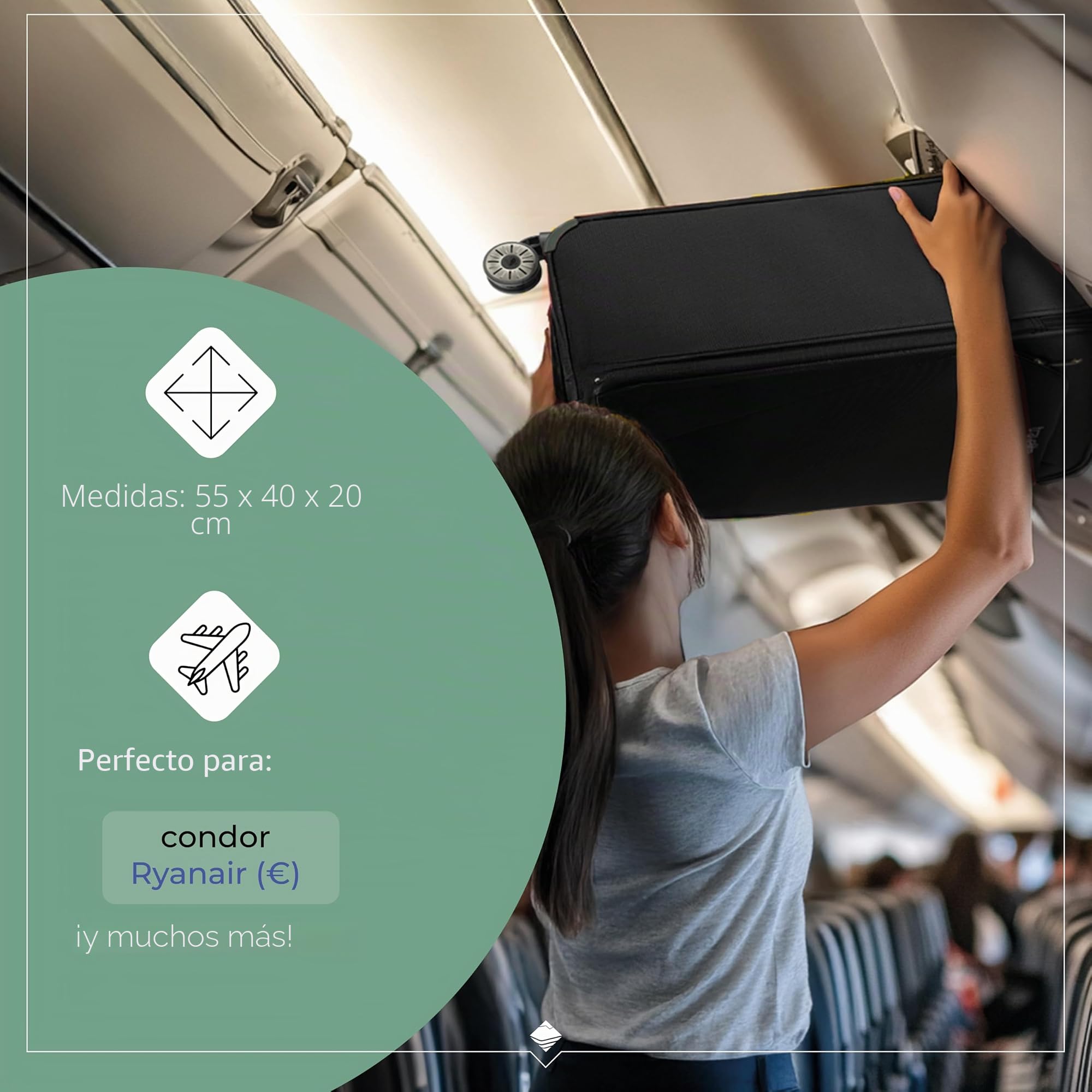 travelite Maleta de Equipaje de Mano con 2 Ruedas para Condor + Ryanair, Cerradura de combinación integrada, Trolley de Equipaje Blando Compacto con función de Enganche, 55x40x20 cm, 41 l, 2,2 kg