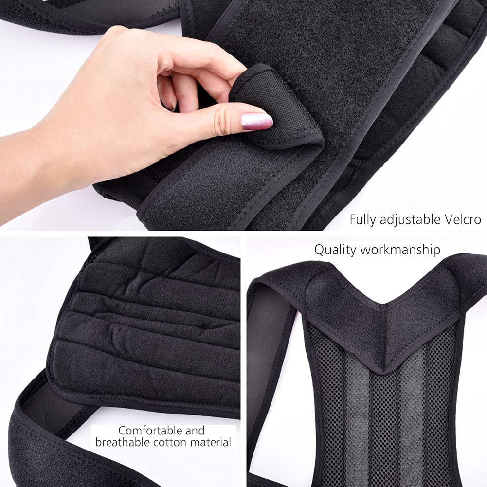 Corrector de postura de espalda Corrección de postura de hombro Lumbar para mujeres hombres El soporte de postura ajustable mejora la postura, evita la flacidez alivia el dolor, L