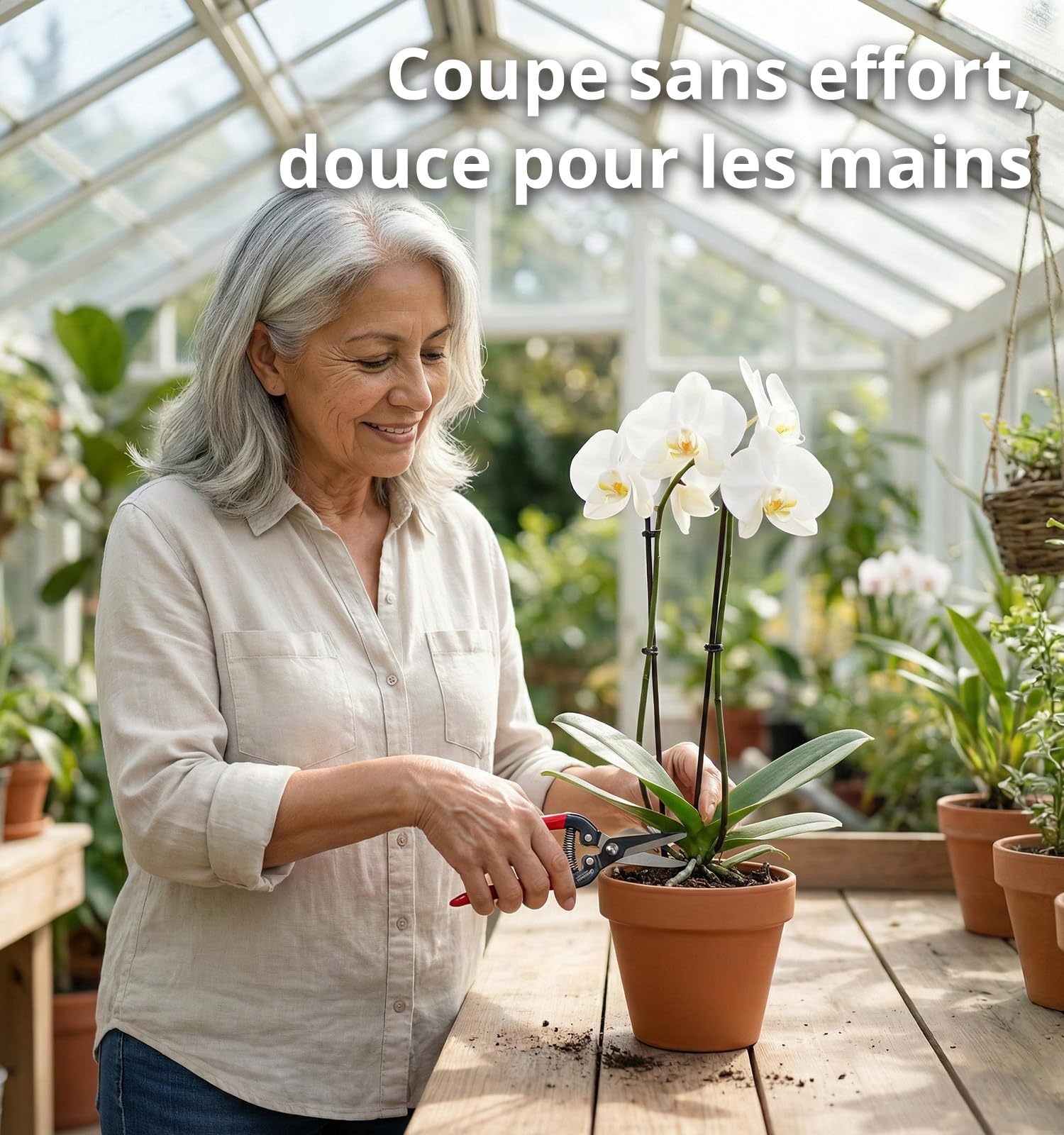 Gardeness – Sécateur droit en acier SK5, ciseaux de jardin ultra tranchants pour plantes, fleurs, fruits, bonsaï – ciseau de jardinage multifonction durable et sans effort